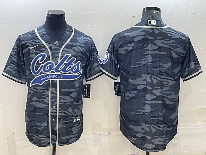 Men’s Indianapolis Colts Blank Grey Camo With Patch Cool Base Stitched Baseball Jersey