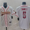 Men’s Washington Commanders #5 Jayden Daniels White With Patch Cool Base Stitched Baseball Jersey