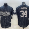 Men’s Las Vegas Raiders #34 Bo Jackson Black With Patch Cool Base Stitched Baseball Jersey