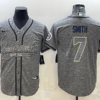 Men’s Seattle Seahawks #7 Geno Smith Grey Gridiron With Patch Cool Base Stitched Baseball Jersey