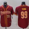 Men’s Washington Commanders #99 Chase Young Burgundy With Patch Cool Base Stitched Baseball Jerseys