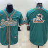 Men’s Miami Dolphins Aqua Team Big Logo With Patch Cool Base Stitched Baseball Jersey