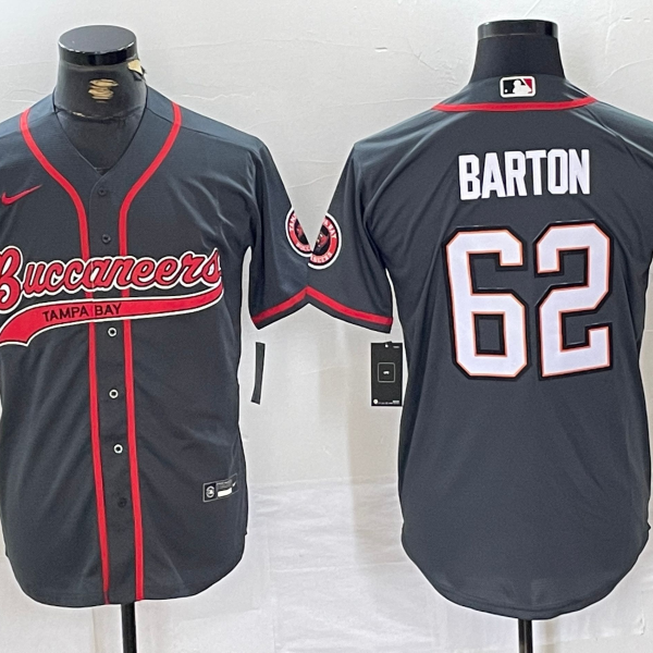 Men’s Tampa Bay Buccaneers #62 Graham Barton Grey Cool Base Stitched Baseball Jersey