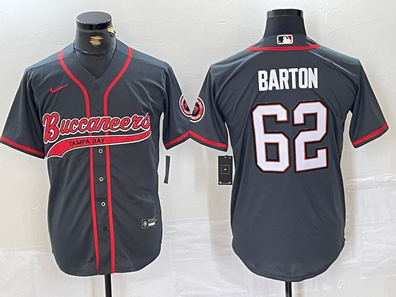 Men’s Tampa Bay Buccaneers #62 Graham Barton Grey Cool Base Stitched Baseball Jersey
