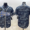 Men’s Los Angeles Rams Blank Grey Navy With Patch Cool Base Stitched Baseball Jersey