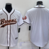 Men’s Cleveland Browns Blank White Stitched MLB Cool Base Nike Baseball Jersey