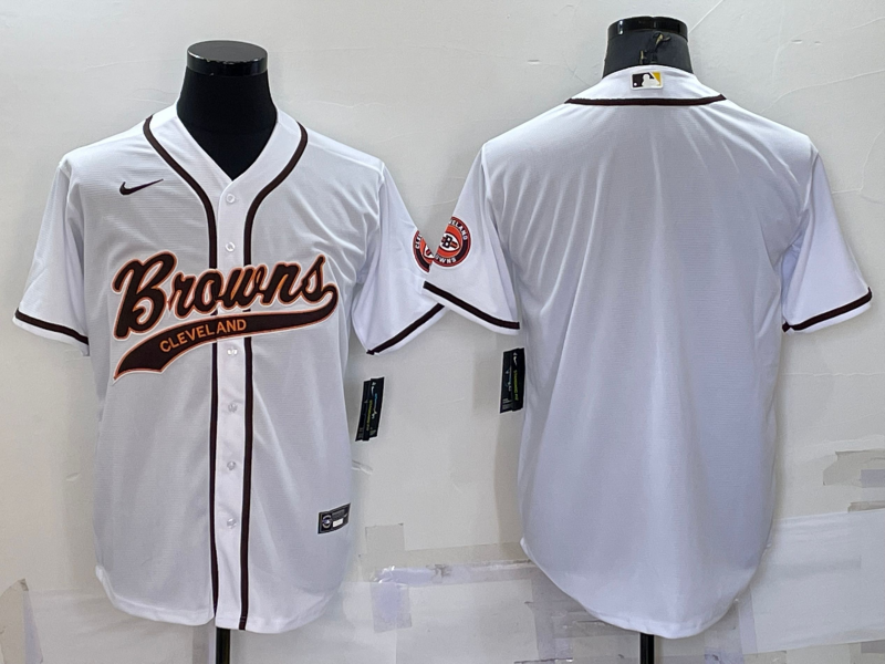 Men’s Cleveland Browns Blank White Stitched MLB Cool Base Nike Baseball Jersey