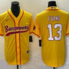 Men’s Tampa Bay Buccaneers #13 Mike Evans Gold With Patch Cool Base Stitched Baseball Jersey