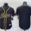 Men’s San Francisco 49ers Blank Black Gold With Patch Cool Base Stitched Baseball Jersey