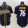 Men’s Pittsburgh Steelers #76 Troy Fautanu Black With Patch Cool Base Stitched Baseball Jersey
