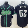 Men’s Philadelphia Eagles #62 Jason Kelce Black With Patch Cool Base Stitched Baseball Jersey