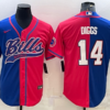 Men’s Buffalo Bills #14 Stefon Diggs Blue Red Two Tone With Patch Cool Base Stitched Baseball Jersey
