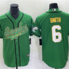 Men’s Philadelphia Eagles #6 DeVonta Smith Green Gold Cool Base Baseball Stitched Jersey