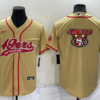 Men’s San Francisco 49ers Gold Team Big Logo With Patch Cool Base Stitched Baseball Jersey