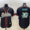 Men’s Miami Dolphins #13 Dan Marino Black Team Big Logo With Patch Cool Base Stitched Baseball Jersey