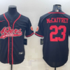 Men’s San Francisco 49ers #23 Christian McCaffrey Black With Patch Cool Base Stitched Baseball Jersey