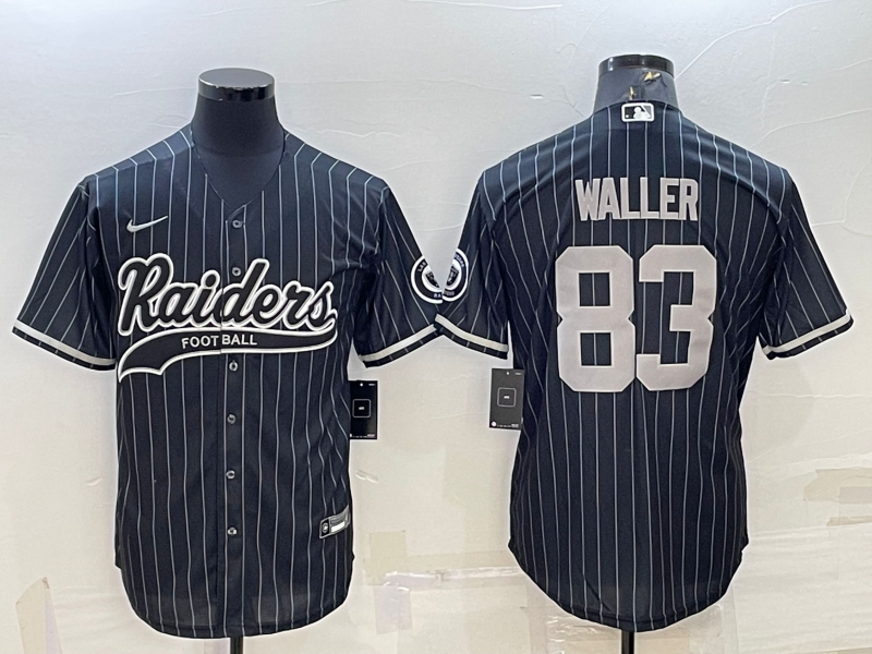 Men’s Las Vegas Raiders #83 Darren Waller Black With Patch Cool Base Stitched Baseball Jersey