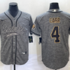 Men’s New Orleans Saints #4 Derek Carr Grey Gridiron With Patch Cool Base Stitched Baseball Jersey