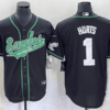 Men’s Philadelphia Eagles #1 Jalen Hurts Black Cool Base Stitched Baseball Jersey