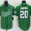 Men’s Philadelphia Eagles #20 Brian Dawkins Green Cool Base Stitched Baseball Jersey
