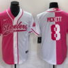 Men’s Pittsburgh Steelers #8 Kenny Pickett Pink White Two Tone With Patch Cool Base Stitched Baseball Jersey