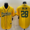 Men’s Green Bay Packers #28 AJ Dillon Yellow With Patch Cool Base Stitched Baseball Jersey