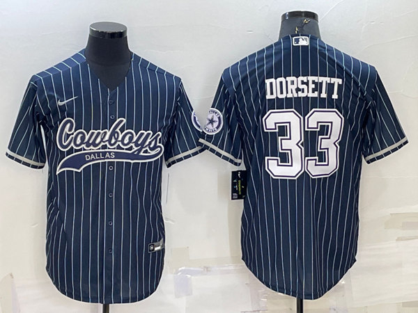 Men’s Dallas Cowboys #33 Tony Dorsett Navy With Patch Cool Base Stitched Baseball Jersey