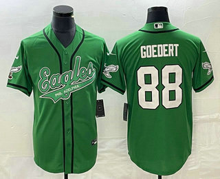 Men’s Philadelphia Eagles #88 Dallas Goedert Green Cool Base Stitched Baseball Jersey