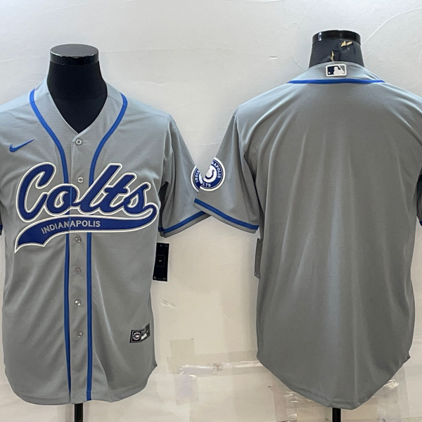 Men’s Indianapolis Colts Blank Grey Cool Base Stitched Baseball Jersey