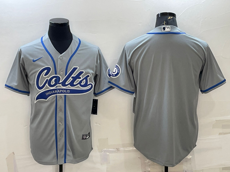Men’s Indianapolis Colts Blank Grey Cool Base Stitched Baseball Jersey