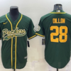 Men’s Green Bay Packers #28 AJ Dillon Green Yellow With Patch Cool Base Stitched Baseball Jersey
