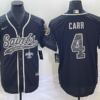 Men’s New Orleans Saints #4 Derek Carr Black Reflective With Patch Cool Base Stitched Baseball Jersey