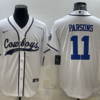 Men’s Dallas Cowboys #11 Micah Parsons White With Patch Cool Base Stitched Baseball Jersey