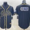 Men’s Indianapolis Colts Black Gold Team Big Logo With Patch Cool Base Stitched Baseball Jersey