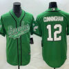 Men’s Philadelphia Eagles #12 Randall Cunningham Green Cool Base Stitched Baseball Jersey