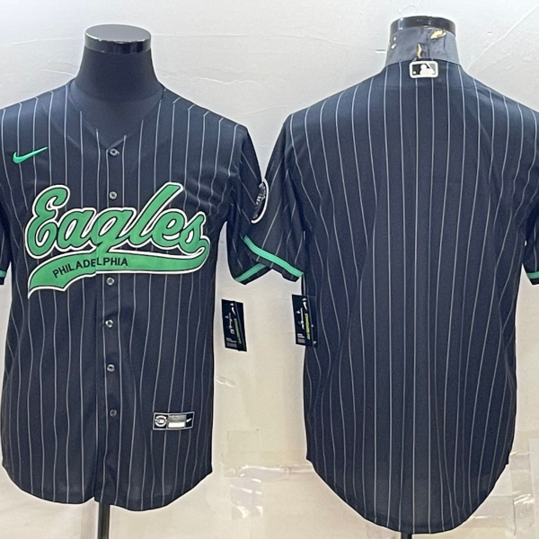 Men’s Philadelphia Eagles Blank Black With Patch Cool Base Stitched Baseball Jersey