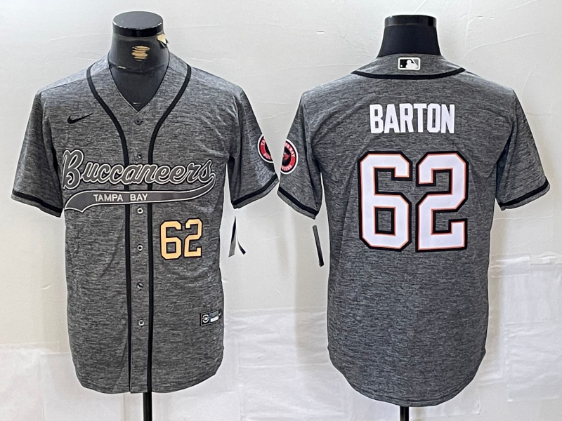 Men’s Tampa Bay Buccaneers #62 Graham Barton Grey Gridiron With Patch Cool Base Stitched Baseball Jerseys