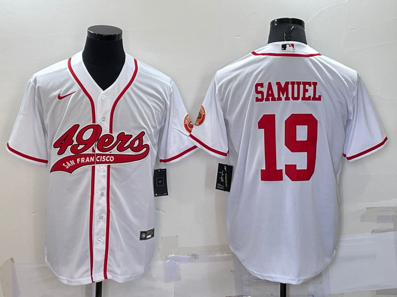 Men’s San Francisco 49ers #19 Deebo Samuel White Stitched Cool Base Nike Baseball Jersey