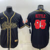 Men’s San Francisco 49ers #85 George Kittle Black Gold Team Big Logo With Patch Cool Base Stitched Baseball Jersey