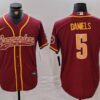 Men’s Washington Commanders #5 Jayden Daniels Burgundy With Patch Cool Base Stitched Baseball Jersey