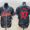 Men’s San Francisco 49ers #97 Nike Bosa Grey Camo With Patch Cool Base Stitched Baseball Jersey