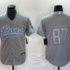 Mens Detroit Lions #87 Sam LaPorta Gray Cool Base Stitched Baseball Jersey