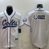 Men’s Indianapolis Colts White Team Big Logo With Patch Cool Base Stitched Baseball Jersey