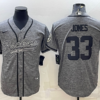 Men’s Green Bay Packers #33 Aaron Jones Grey Gridiron With Patch Cool Base Stitched Baseball Jersey