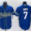 Men’s Seattle Seahawks #7 Geno Smith Royal Throwback Cool Base Stitched Baseball Jersey