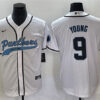 Men’s Carolina Panthers #9 Bryce Young White With Patch Cool Base Stitched Baseball Jersey