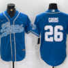 Men’s Detroit Lions #26 Jahmyr Gibbs Blue With Patch Cool Base Stitched Baseball Jersey