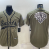 Men’s New Orleans Saints Olive Salute to Service Team Big Logo Cool Base Stitched Baseball Jersey
