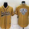 Men’s New Orleans Saints Gold Team Big Logo With Patch Cool Base Stitched Baseball Jersey