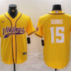 Men’s Minnesota Vikings #15 Joshua Dobbs Yellow Cool Base Stitched Baseball Jersey